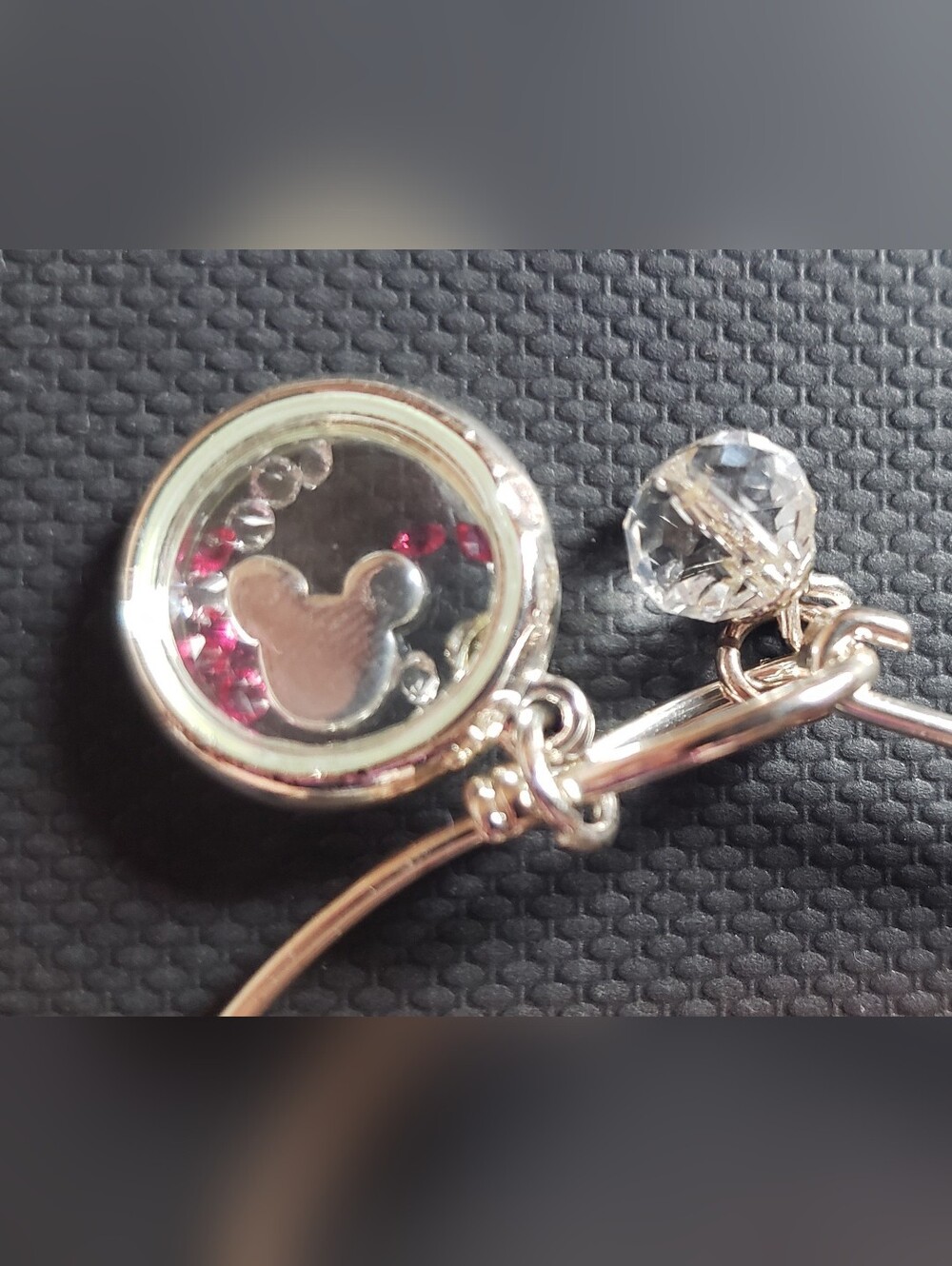Mickey Mouse Disney Silver Charm Bracelet w Swarovski Crystal Dream It Do It